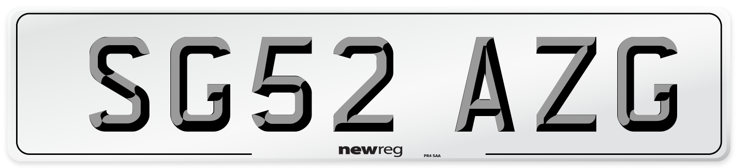 SG52 AZG Number Plate from New Reg